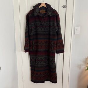 Woolrich Dark-Toned Hooded Wool “Nordic Navajo” Coat L